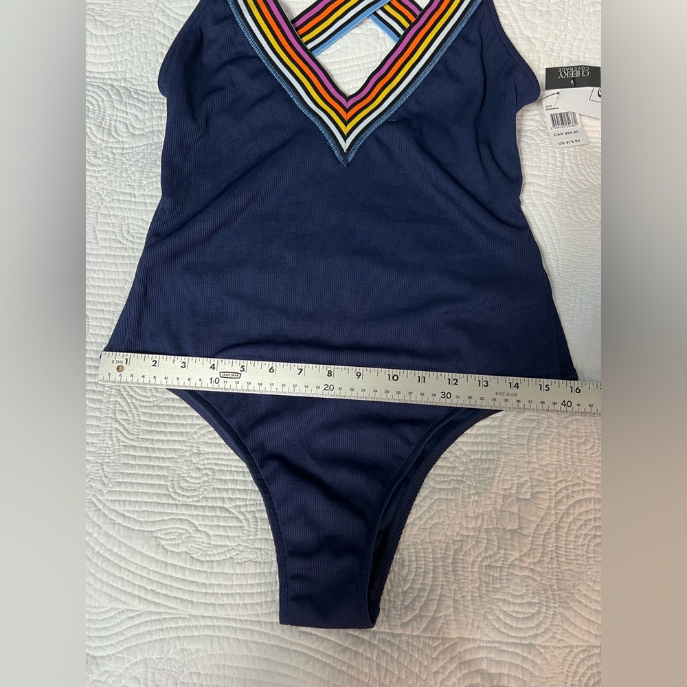 Rip Curl Navy One Piece With Multicolor Stripes - image 5
